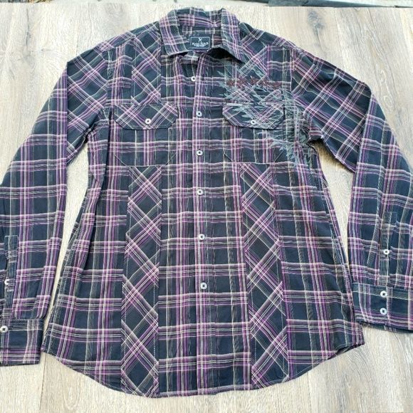 Marc Ecko Other - Marc Ecko Plaid Button Down Casual Collared Long Sleeved Shirt Size M
